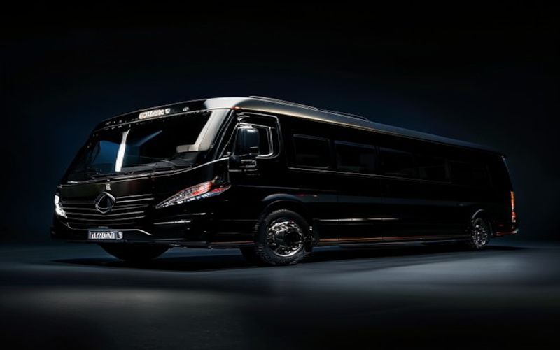 Mercedes luxury coach bus for large group airport transfer